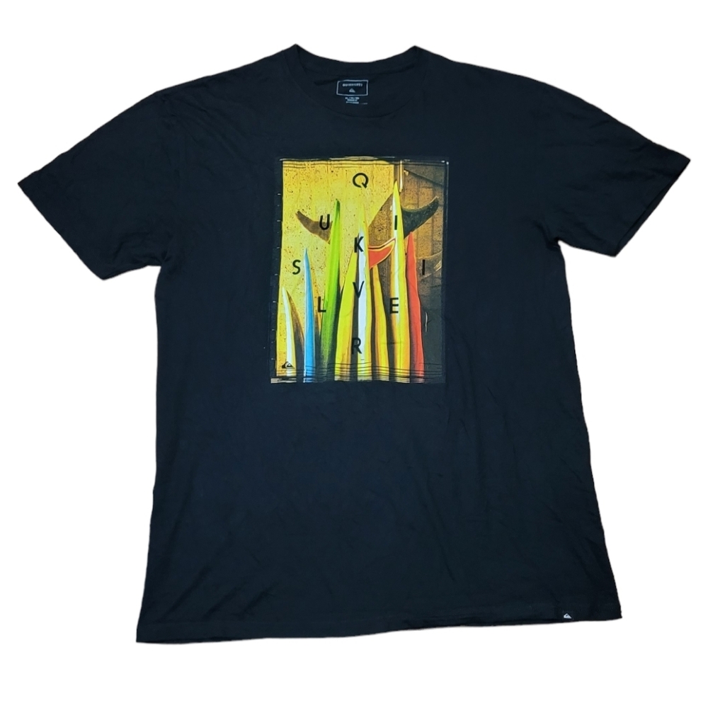 Quicksilver Surfboard Size XL Black T-Shirt